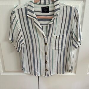 Abercrombie & Fitch Striped Cropped Button-Down Shirt